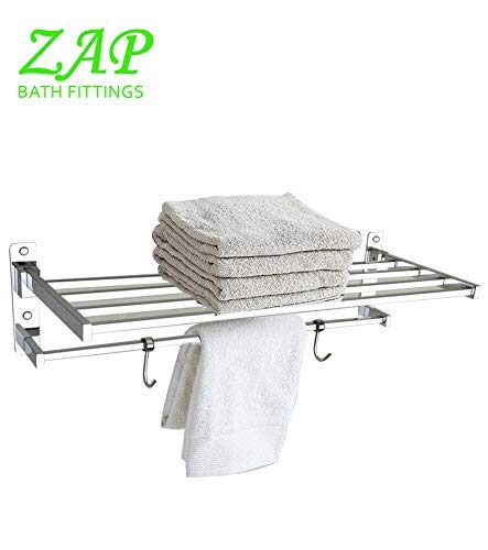 ZAP Delta Series Towel Rack/Stainless Steel Towel Holder 24 Inch with Hooks-Bathroom Accessories Set of one-Premium Chrome Finish - Image 5