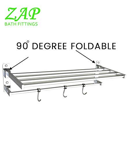 ZAP Delta Series Towel Rack/Stainless Steel Towel Holder 24 Inch with Hooks-Bathroom Accessories Set of one-Premium Chrome Finish - Image 4