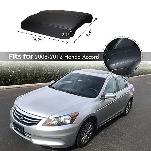 A ABIGAIL Center Console Armrest Cover for 2008 2009 2010 2011 2012 Honda Accord Auto Leather Suture Console Lid Cover Replacement (Black) - Image 5