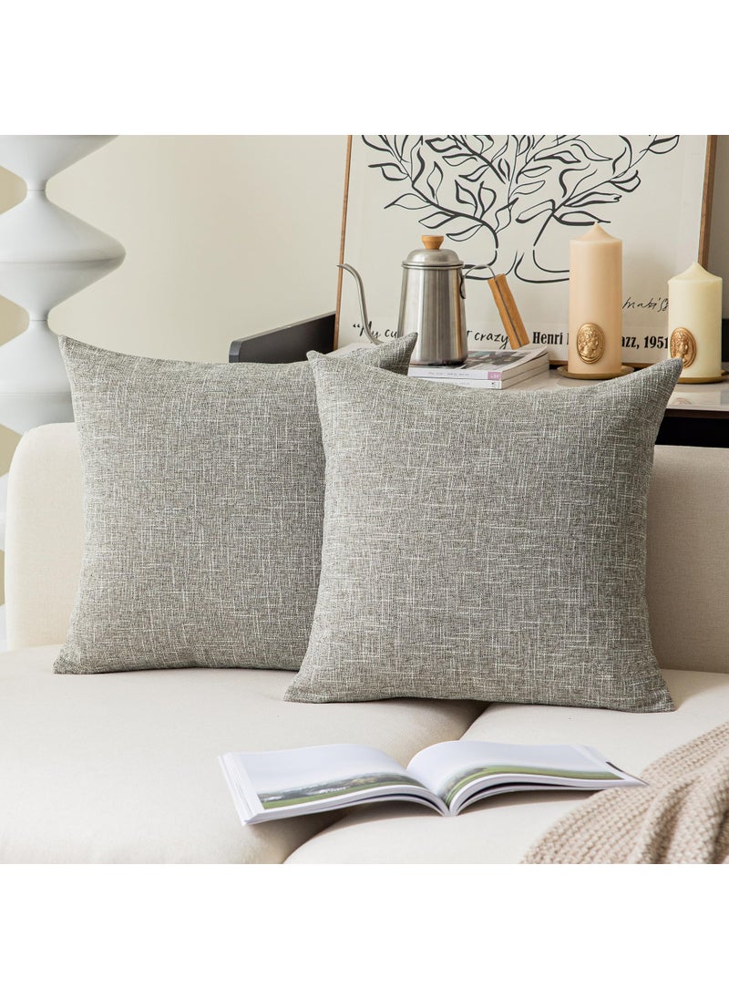 K KEVIN TEXTILE Kevin Textile Faux Linen Square Throw Pillow Covers Sham Cushion Case for Car/Couch Use  16 inch X 16 inch (2 Packs  Sesame Grey)  - Image 1