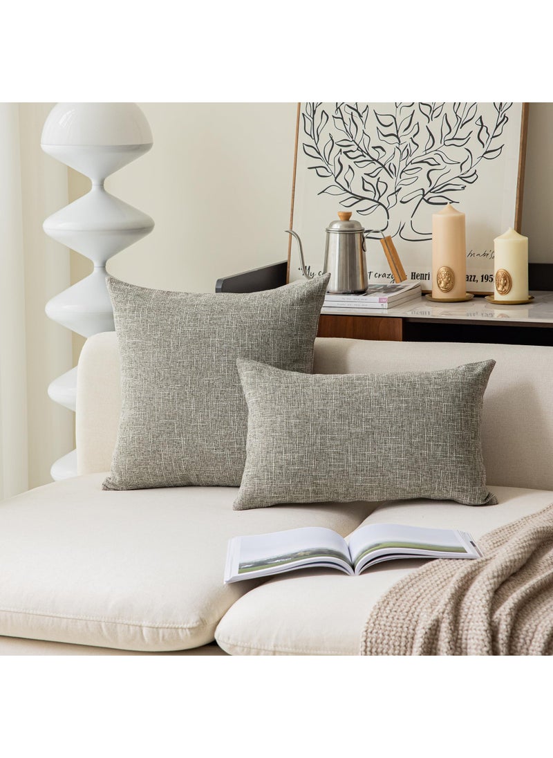 K KEVIN TEXTILE Kevin Textile Faux Linen Square Throw Pillow Covers Sham Cushion Case for Car/Couch Use  16 inch X 16 inch (2 Packs  Sesame Grey)  - Image 4