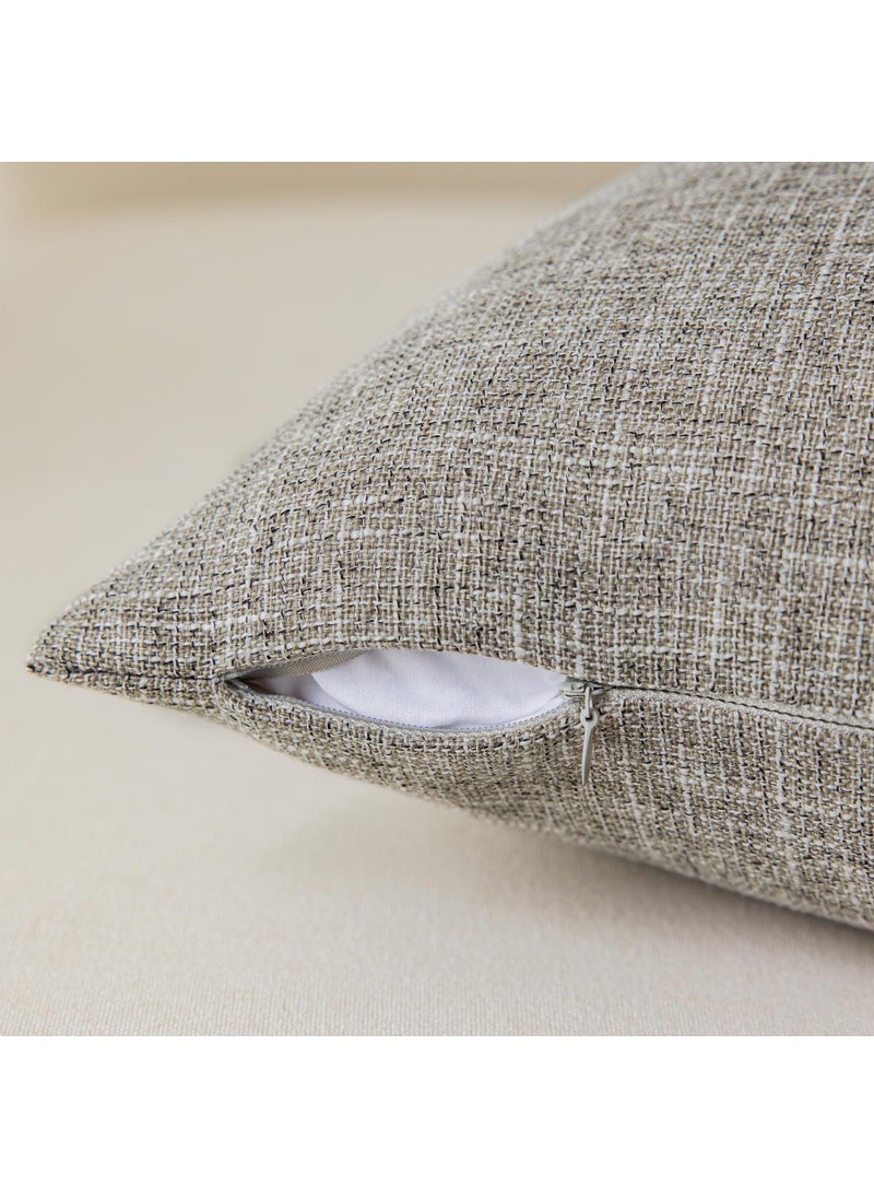 K KEVIN TEXTILE Kevin Textile Faux Linen Square Throw Pillow Covers Sham Cushion Case for Car/Couch Use  16 inch X 16 inch (2 Packs  Sesame Grey)  - Image 2