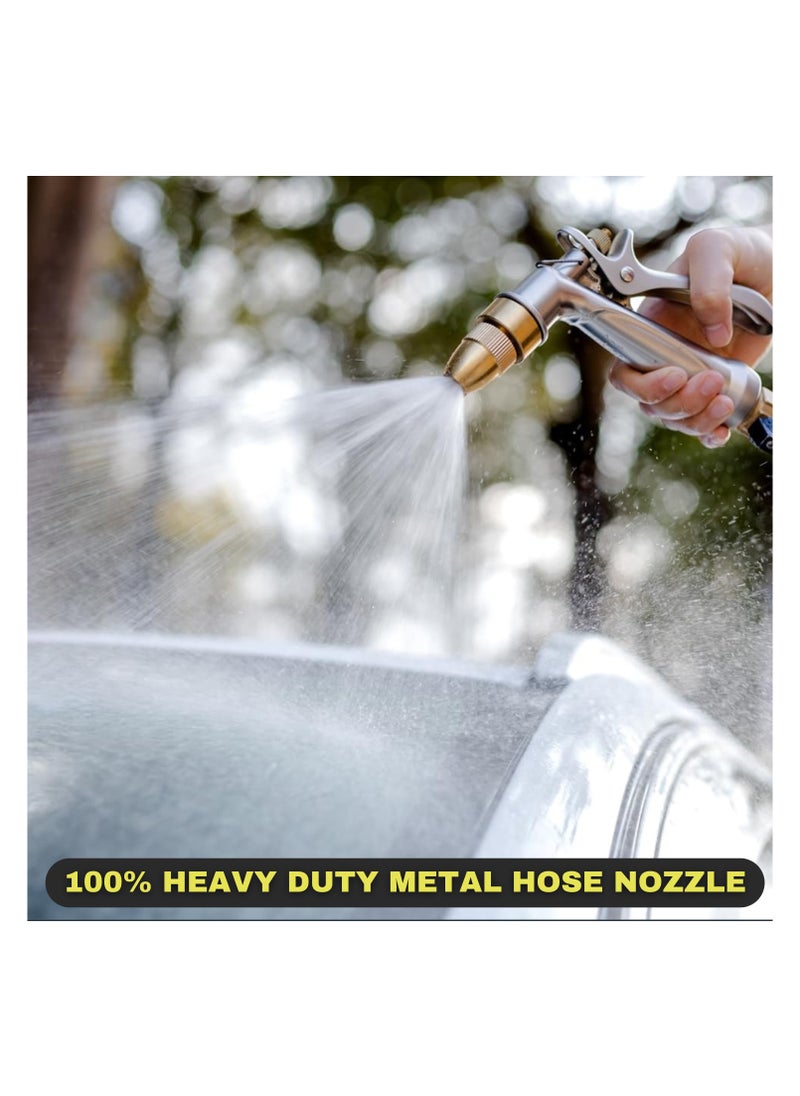 esowemsn Heavy Duty Metal Hose Nozzle, High Pressure Water Spray Gun with Full Brass Nozzle, 4 Patterns, Rear Trigger Design, for Garden Hose, Car Wash, Watering Plants, Dog Showering.  - Image 2