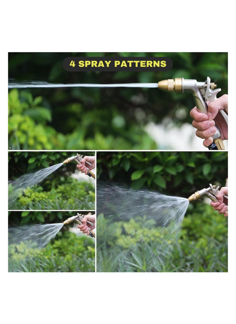esowemsn Heavy Duty Metal Hose Nozzle, High Pressure Water Spray Gun with Full Brass Nozzle, 4 Patterns, Rear Trigger Design, for Garden Hose, Car Wash, Watering Plants, Dog Showering.  - Image 3