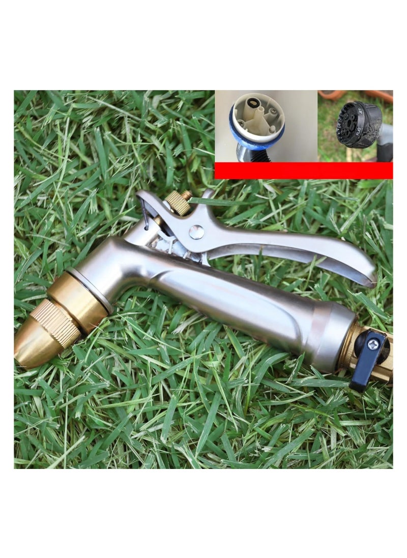 Heavy Duty Metal Hose Nozzle, High Pressure Water Spray Gun with Full Brass Nozzle, 4 Patterns, Rear Trigger Design, for Garden Hose, Car Wash, Watering Plants, Dog Showering. - pzsku/Z01CCC2ADF11D74E9A1FDZ/45/_/1740742898/c8b3dff0-219e-4f54-ab93-4e833644d709