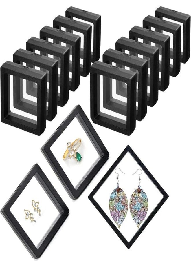 KRIVTEJ Floating Jewelry Display Frame Box | 3D Suspended Ring, Earring & Coin Showcase Case | Transparent Membrane Storage Display for Home & Shop (PACK OF 15) - Image 1