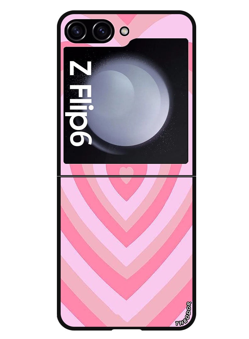 Theodor Protective Case Anti Scratch Shock Proof Bumper Cover For Samsung Galaxy Z Flip 6 Pink Heart - Image 1