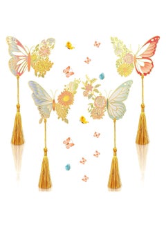 KASTWAVE Metal Bookmarks for Women, 4Pcs erfly Flower Bookmark with Tassel, Chinese Style Hollow Ancient Style Teacher's Day Bookmark, Exquisite Brass Creative Gift for Women Book Lovers Teacher  - Image 1