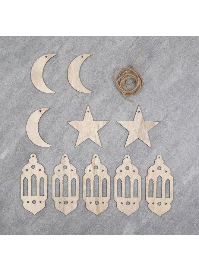 Danube Home Afreen Moon & Lantern Banter Festive Ramadan Decor Elegant Wooden Design Natural Brown Finish Decorative Garland Set For Room Home Decor Accessories - Image 5