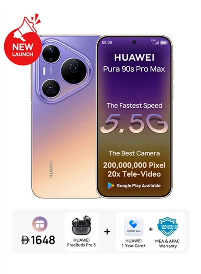 HUAWEI Pura 90s Pro Max 5.5G AI Dual SIM Blaze Purple 12GB RAM 512GB with Google Playstore + Free Gift - Middle East Version - Image 1