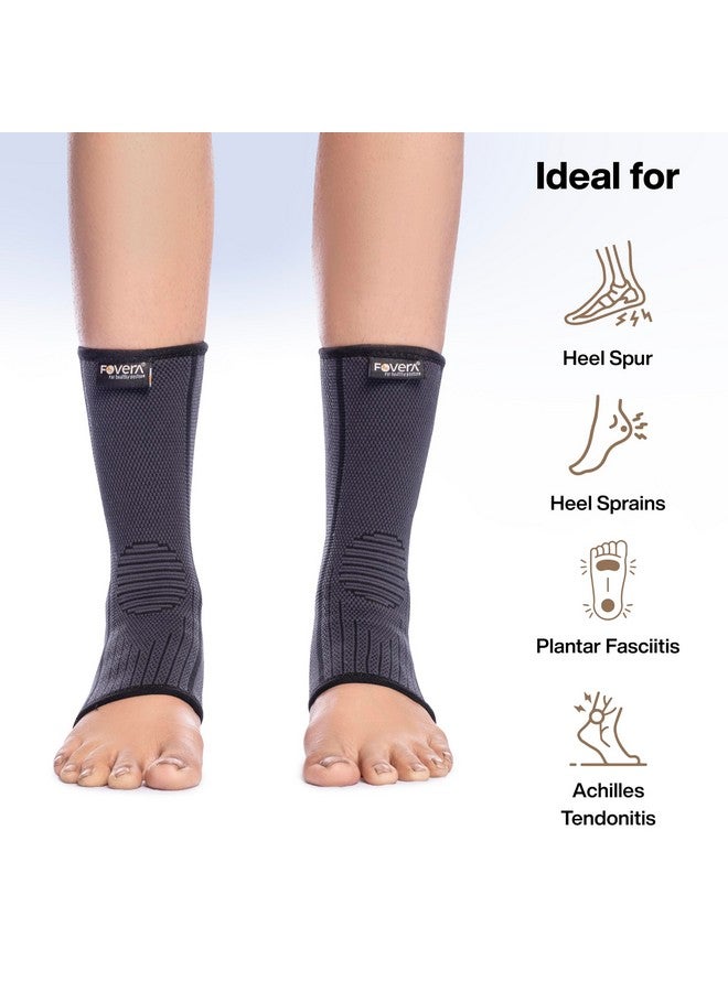 FOVERA Ankle Compression Sleeve, Ankle protector for Men & Women, for Heel Pain Relief, Ankle Support & Plantar Fasciitis (Size - L, 1 Pair) - Image 3