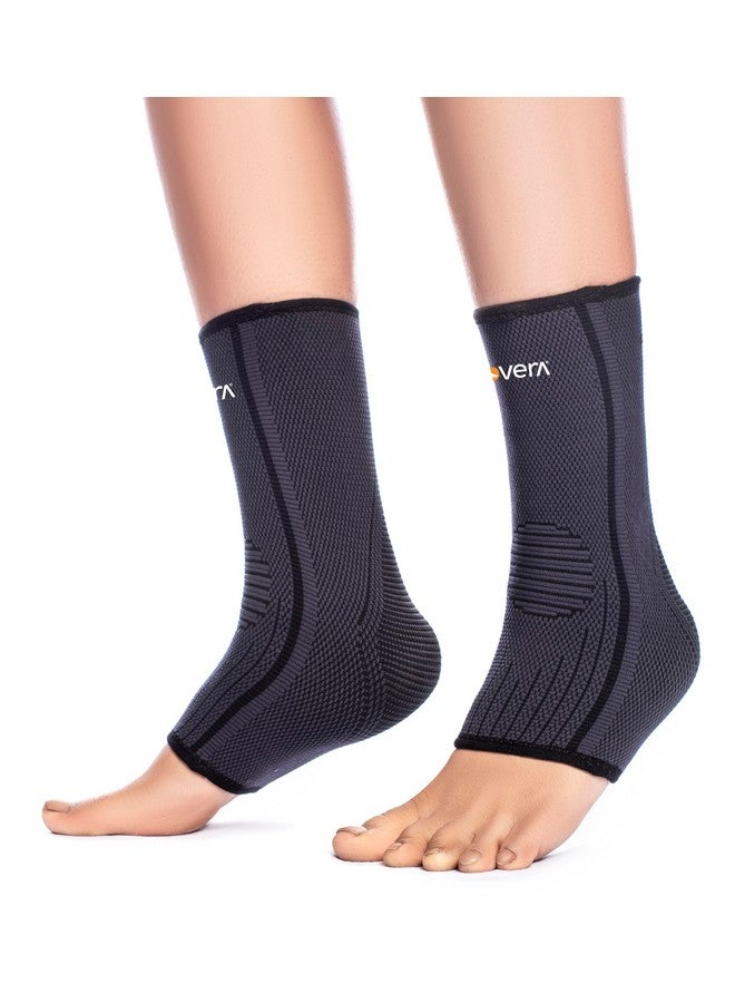 FOVERA Ankle Compression Sleeve, Ankle protector for Men & Women, for Heel Pain Relief, Ankle Support & Plantar Fasciitis (Size - L, 1 Pair) - Image 1