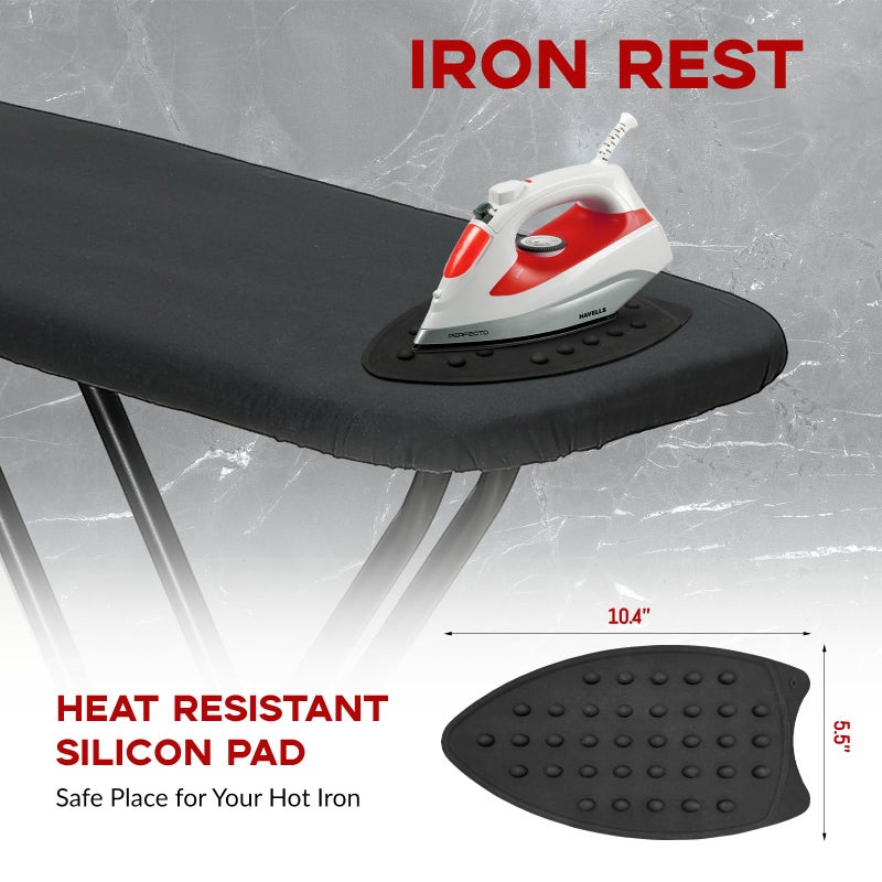 RAINHOL Ironing Board Full Size 54x14, RAINHOL Heavy Duty Iron Board with Thick Padded Cover, Height Adjustable Ironing Boards with Smart Hanger, Heat-Resistant Silicone Pad Iron Rest - Image 5
