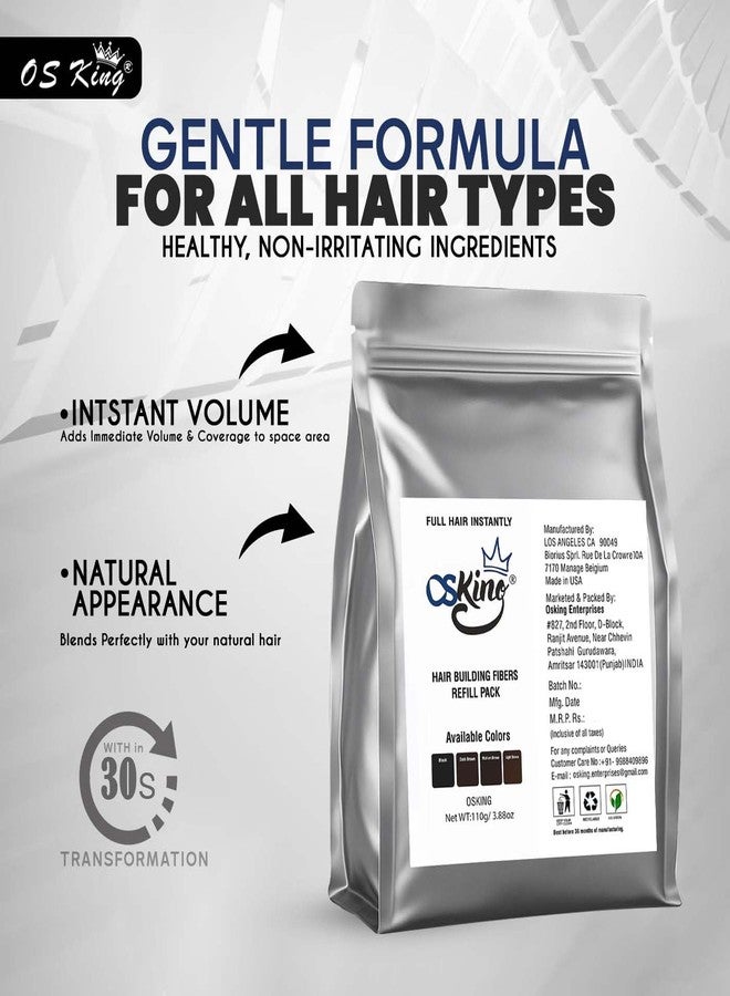 Osking Hair Fiber (Black - 110g) Hair loss Concealer (Hair Volumizer) (110 g) - Image 3