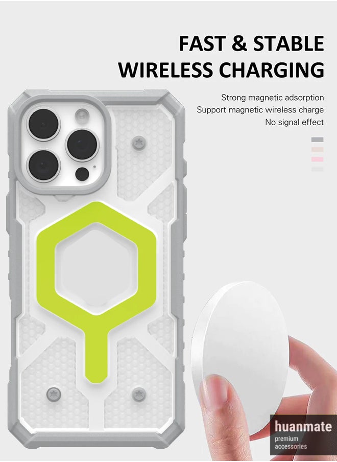huanmate - Apple iPhone 16 Pro Max MagSafe Case Grey/Green- High Quality Strong Magnet, Wireless Charging Compatible, Shockproof Protection, Ultra Slim Anti-Scratch Magnetic Cover for Apple iPhone 16 Pro Max - Image 1