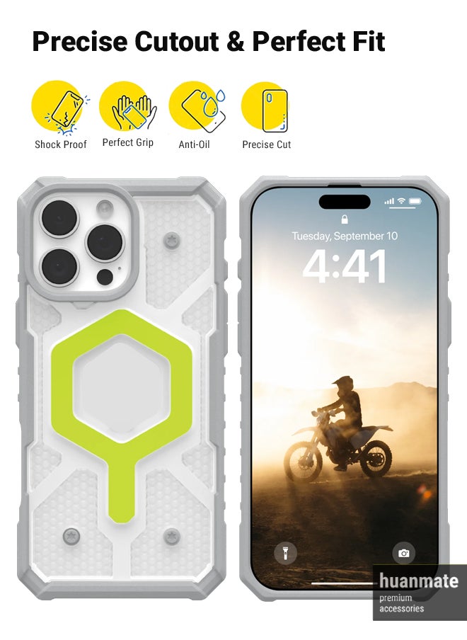 huanmate - Apple iPhone 16 Pro Max MagSafe Case Grey/Green- High Quality Strong Magnet, Wireless Charging Compatible, Shockproof Protection, Ultra Slim Anti-Scratch Magnetic Cover for Apple iPhone 16 Pro Max - Image 1