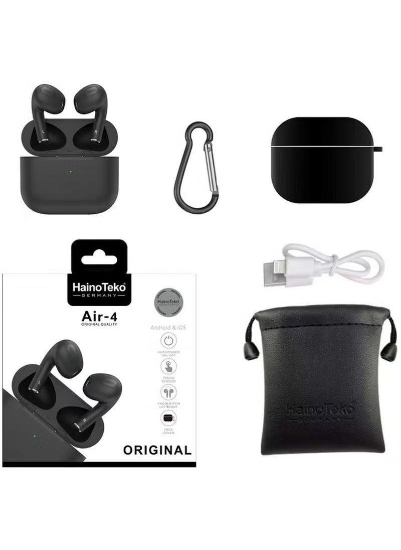 Haino Teko Air-4 Wireless Bluetooth Earbuds Apple & Android Compatibility Built-in Microphone True Wireless Earbuds in-Ear Bluetooth Headphones Earphones Auto Power On/Off Touch Control Black  - Image 2
