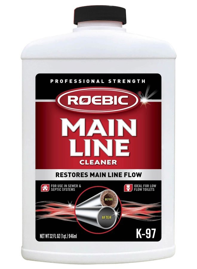 Roebic K-97 Main Line Cleaner: Exclusive Bacteria Digests Paper, Fats, and Grease in Sewer and Septic Systems - 32 Ounces, Liquid - Image 1