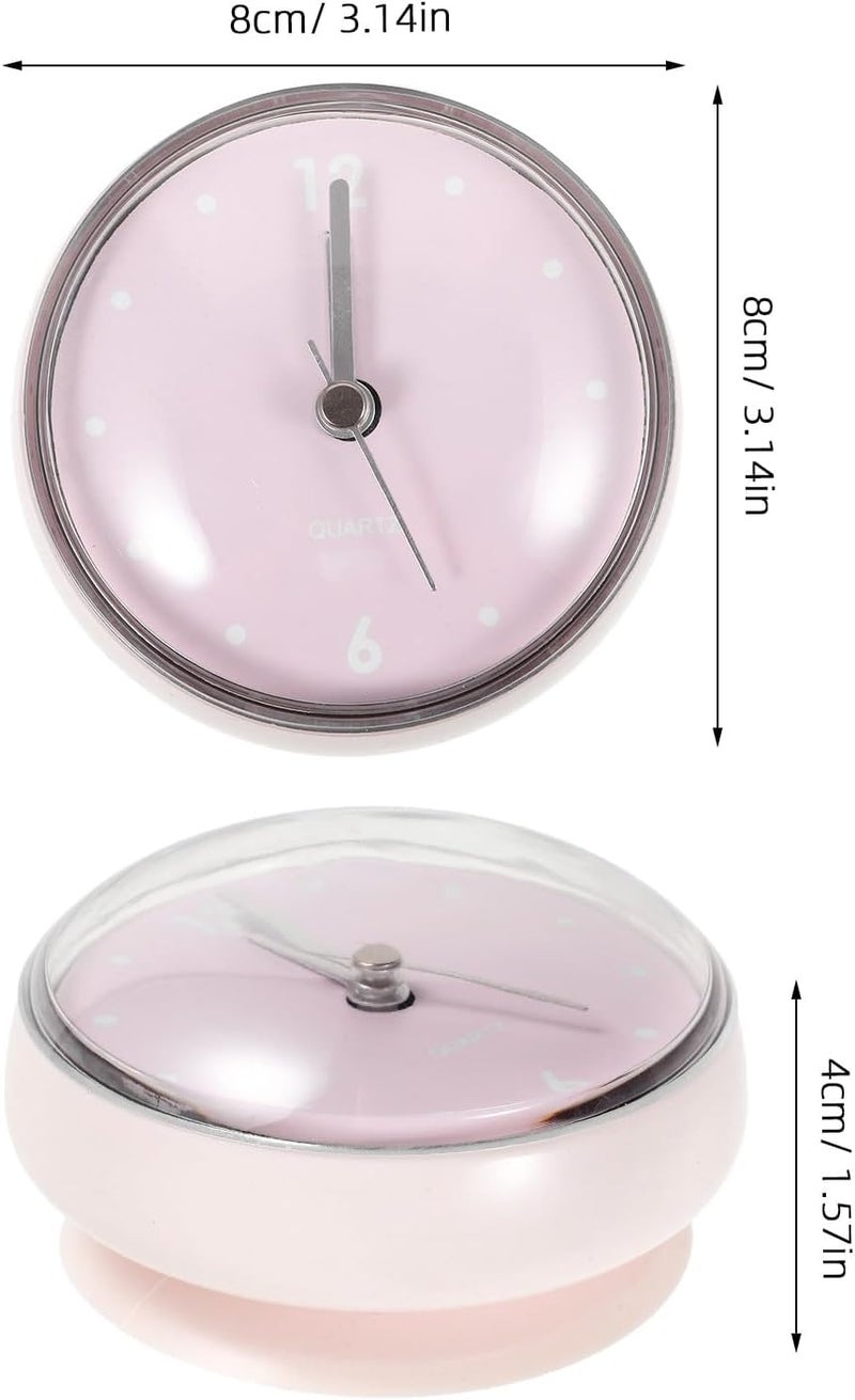 Waterproof Mini Suction Cup Shower Clock, Round Wall Clock with Rose Dial, Battery Operated Bathroom Timer for Home and Kitchen Decor - Image 2