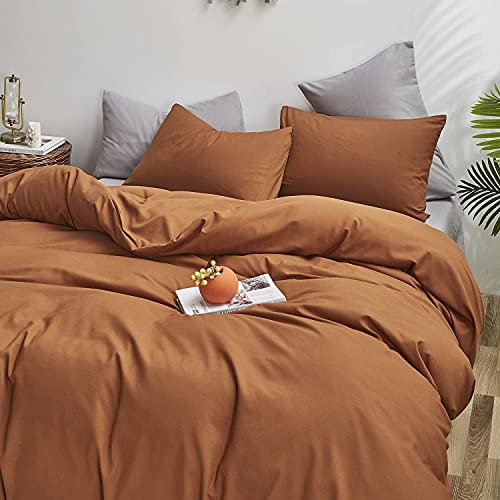 Houseri King Pumpkin Colored Comforter Set Terracotta Rust Bedding King Size Caramel Brown Comforters Warm Soft Comfy 3 Piece Breathable Durable Dusty Burnt Orange Country Style Bed Quilt Blanket King - Image 2