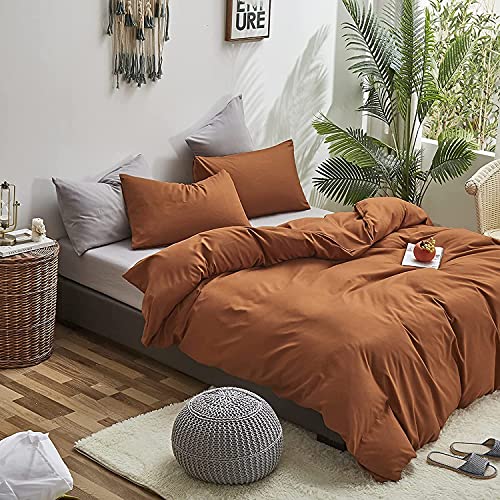 Houseri King Pumpkin Colored Comforter Set Terracotta Rust Bedding King Size Caramel Brown Comforters Warm Soft Comfy 3 Piece Breathable Durable Dusty Burnt Orange Country Style Bed Quilt Blanket King - Image 3