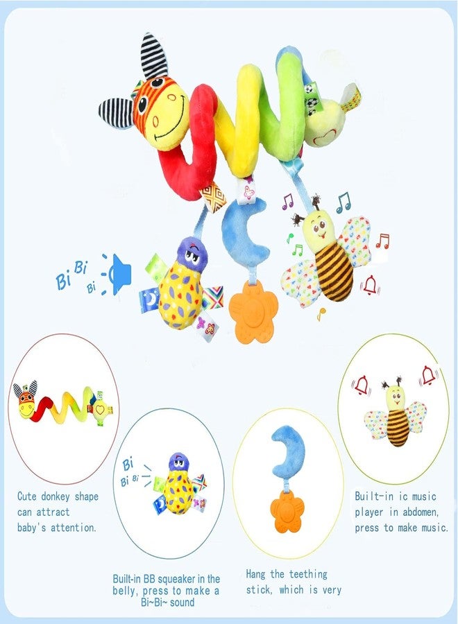 Slipps Hanging Rattle Baby Toys for Car Seat Crib Mobile 0 3 6 9 12 18 Months, Infant Baby Spiral Plush Toys for Crib Bed Stroller Car Seat (Donkey) - Image 3