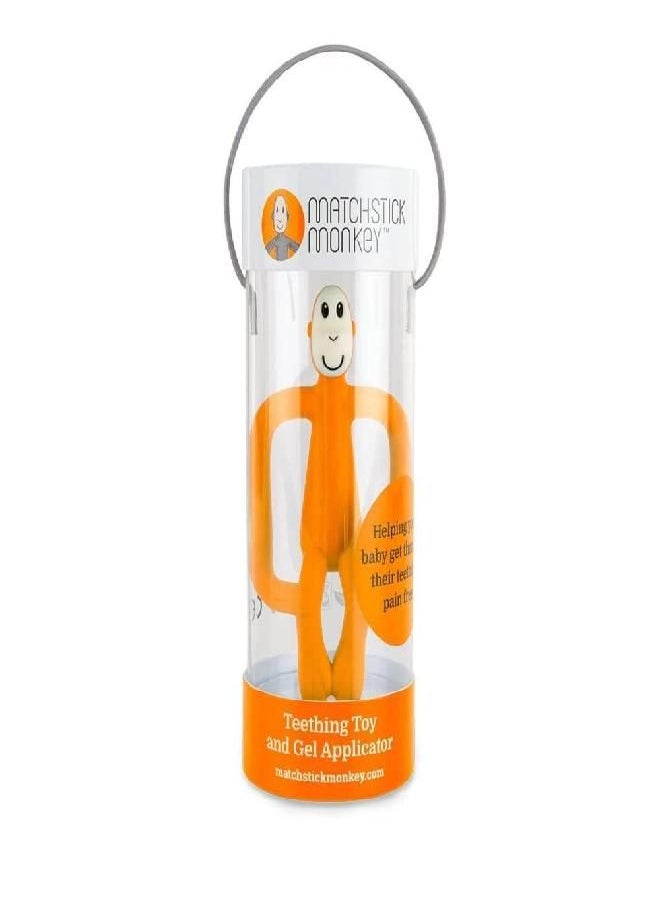 MATCHSTICK MONKEY - Matchstick Monkey, Original Teether & Gel Applicator, Silicone, Easy to Grip, BPA Free, 3 Months Old+, 10.5 cm, Orange Monkey - Image 1