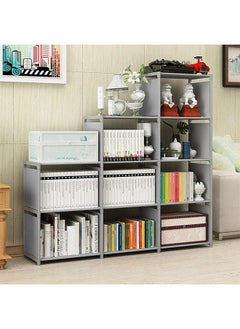 DAREU Bookshelves, Assembled Storage Rack, Bedroom Living Room Vertical Cabinet Bookshelf, Double Row 9-Grid Multi-Functional Storage Equipment Grey  - Image 2