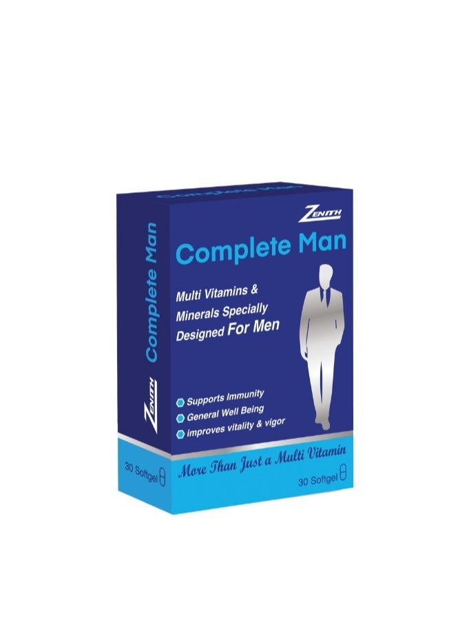 Complete Man Multivitamin & Minerals Immunity & Wellbeing Support Supplement 30 softgels