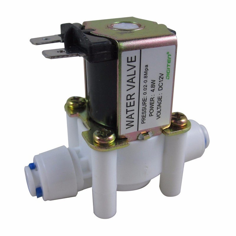 DIGITEN DC 12V 1/4" Inlet Feed Water Solenoid Valve Quick Connect N/C normally Closed - Image 1