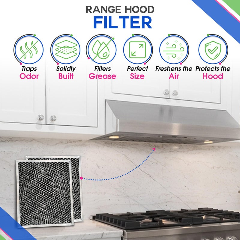 Bagean Range Hood Filter 10.5 X 8.75 Inch Fits 41F 97007696 Broan Range Hood Filter Replacement For Ductless Stove Hood Vent Filter - Charcoal Grease Combo For Hood Filters & Freshens Kitchen Oven Air (1-Pk) - Image 2