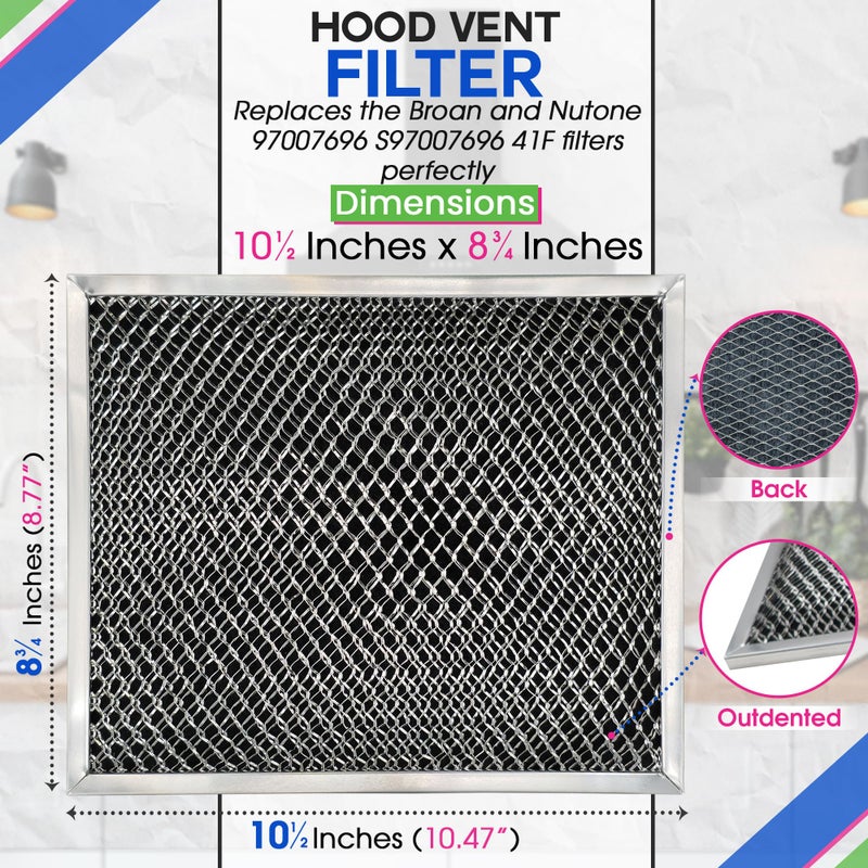 Bagean Range Hood Filter 10.5 X 8.75 Inch Fits 41F 97007696 Broan Range Hood Filter Replacement For Ductless Stove Hood Vent Filter - Charcoal Grease Combo For Hood Filters & Freshens Kitchen Oven Air (1-Pk) - Image 3