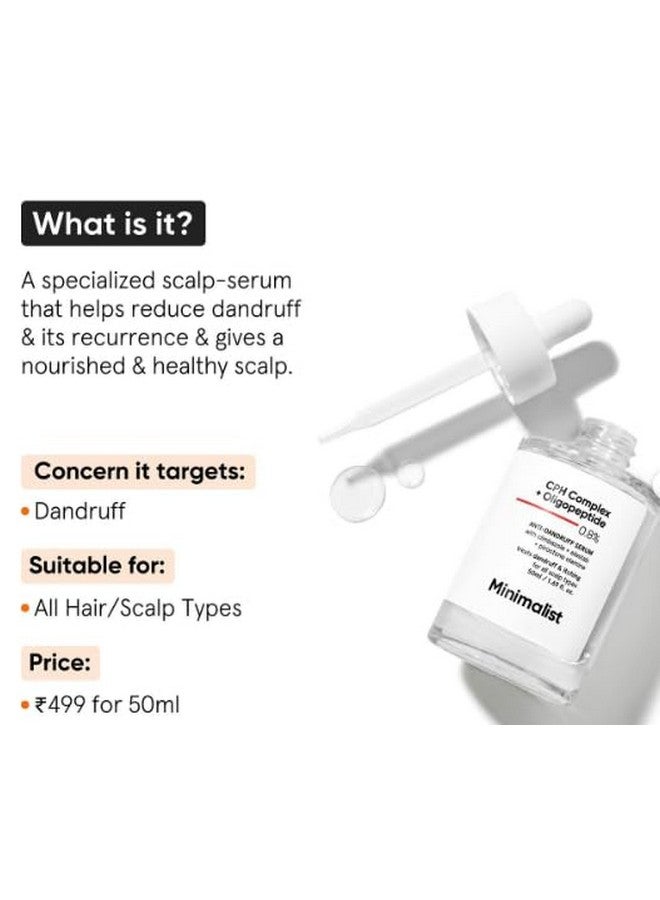 Minimalist Anti-Dandruff Hair Serum for Scalp | Pre Shampoo Treatment with CPH Complex & Oligopeptide 0.8% | With Elestab Advanced Anti Dandruff Molecule | For Women & Men | 50ml - Image 2
