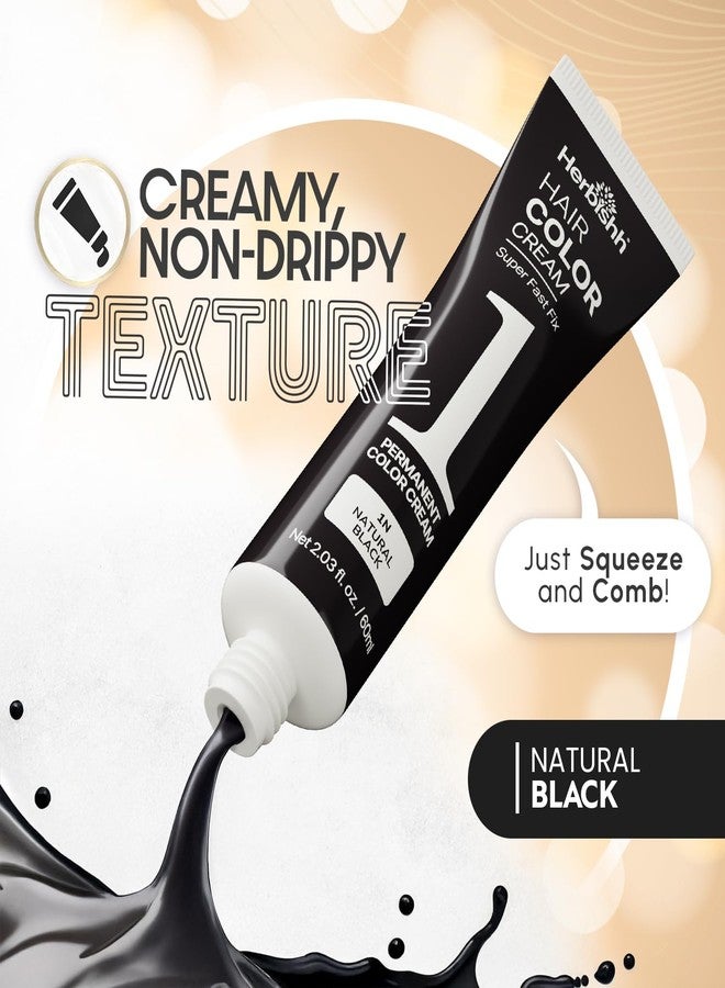 Herbishh Rapid Infusion Hair Color Cream - 1N Natural Black Hair Dye Permanent One Minute with Comb Applicator, Hair Color for Gray Hair Coverage, Ammonia-Free, Patented Korean Technology, 2.03 fl. Oz - Image 3