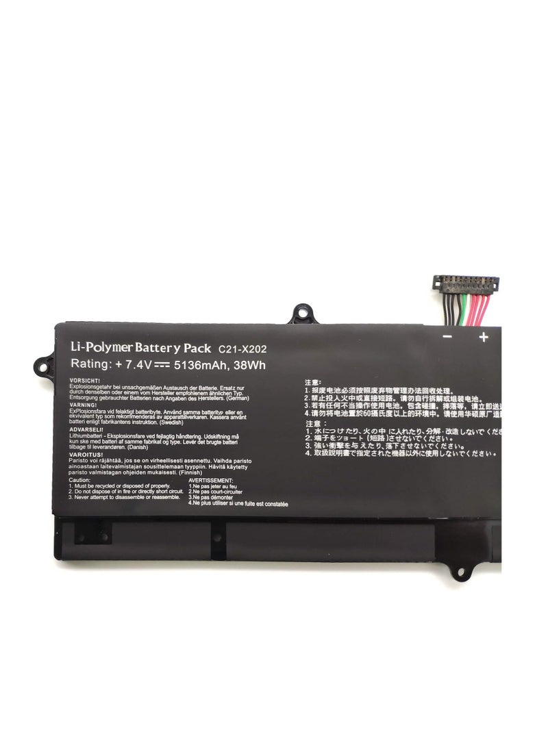 Terabyte 7.4V 38Wh C21-X202 Laptop battery compatible for Asus S200 S200E X201E X202E Q200E S200E-CT157H S200E-CT158H S200E D2VF9, - Image 2