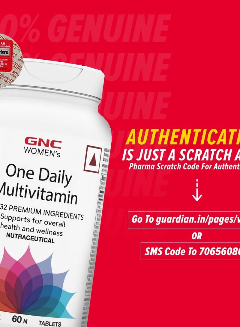جي إن سي فيتامينات جي إن سي اليومية المتعددة للنساء - ٣٢ مكونًا ممتازًا مع فيتامين سي، والبيوتين، والكولاجين، ومضادات الأكسدة | يعزز المناعة والطاقة | يحسن صحة البشرة والشعر والأظافر والعين | ٦٠ قرصًا - Image 2
