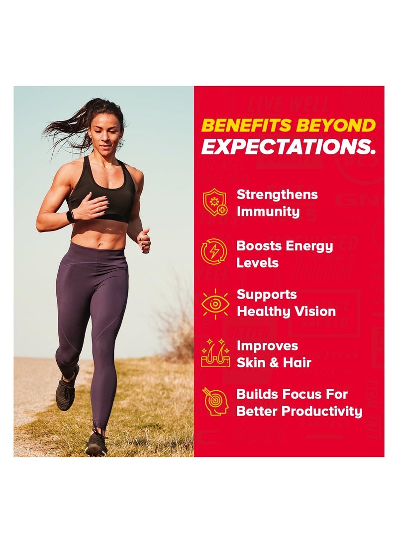 جي إن سي فيتامينات جي إن سي اليومية المتعددة للنساء - ٣٢ مكونًا ممتازًا مع فيتامين سي، والبيوتين، والكولاجين، ومضادات الأكسدة | يعزز المناعة والطاقة | يحسن صحة البشرة والشعر والأظافر والعين | ٦٠ قرصًا - Image 3