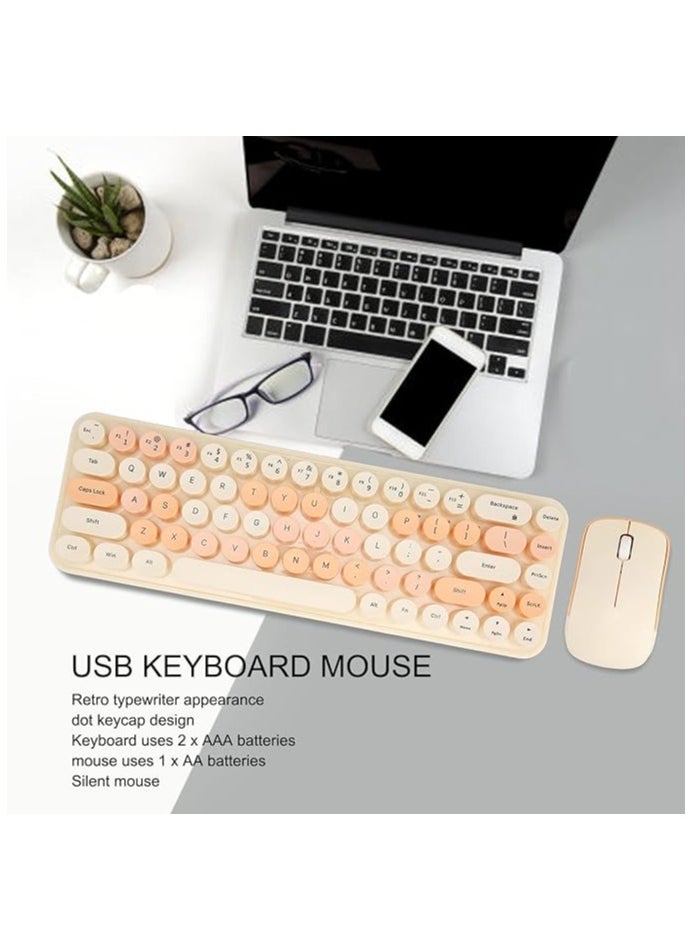 erorex - Wireless Keyboard Optical Mouse Combo, Colorful Cute Silent Ergonomic Slim and Compact Wireless Keyboard 2.4G with Numeric Pad for Laptop Computer Compatible with (Milk Tea Color) - Image 1