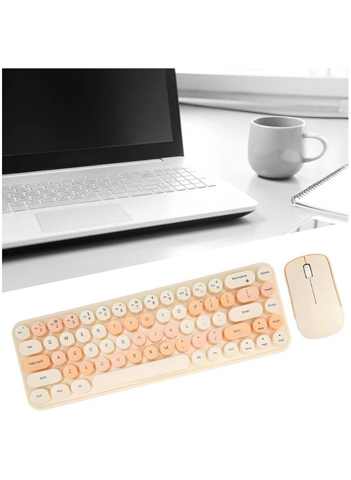 erorex - Wireless Keyboard Optical Mouse Combo, Colorful Cute Silent Ergonomic Slim and Compact Wireless Keyboard 2.4G with Numeric Pad for Laptop Computer Compatible with (Milk Tea Color) - Image 1