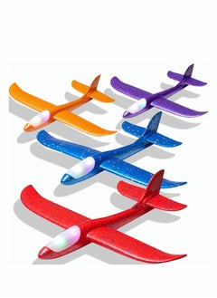 Excefore LED Light Airplane Toys,17.5 Large Throwing Foam Plane,2 Flight Mode Glider Plane,Outdoor Sport Game Toys,Foam Glider Airplane, Girls 4 Pack （Random Color）  - Image 1