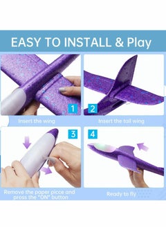 Excefore LED Light Airplane Toys,17.5 Large Throwing Foam Plane,2 Flight Mode Glider Plane,Outdoor Sport Game Toys,Foam Glider Airplane, Girls 4 Pack （Random Color）  - Image 4