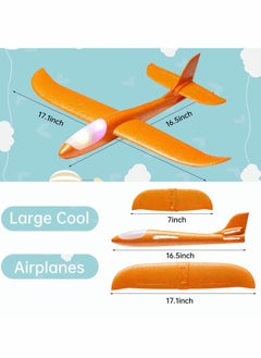 Excefore LED Light Airplane Toys,17.5 Large Throwing Foam Plane,2 Flight Mode Glider Plane,Outdoor Sport Game Toys,Foam Glider Airplane, Girls 4 Pack （Random Color）  - Image 2