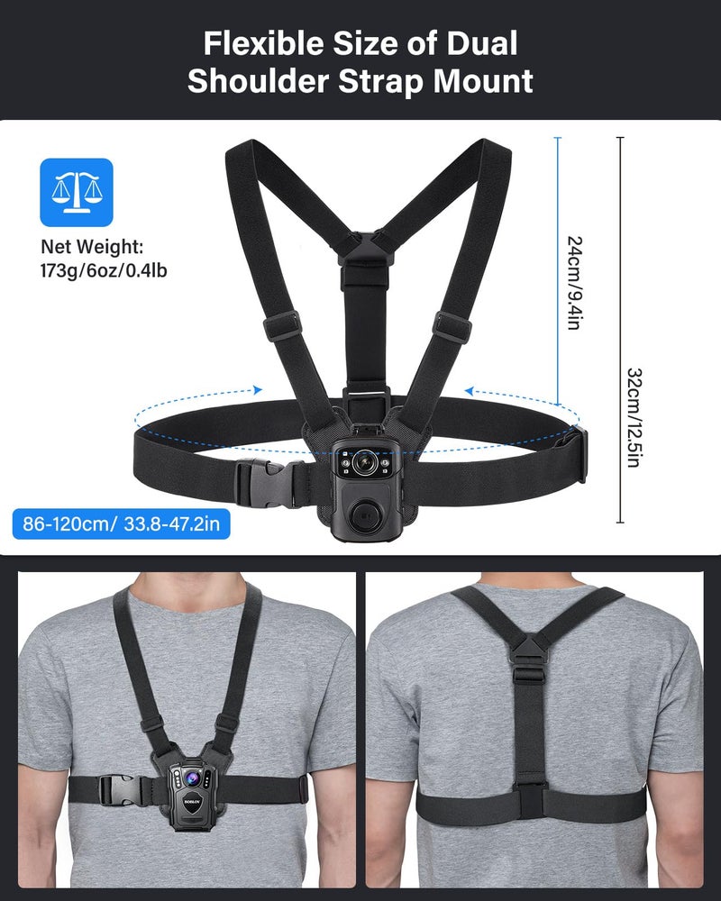BOBLOV Dual Shoulder Mount, Body Worn Camera Vest Mount, for All Brand Body Camera, Wearable Body Camera Mount with Adjust Board for Law Enforcement, Collecting Evidence, Free Hands for Video Record - Image 4