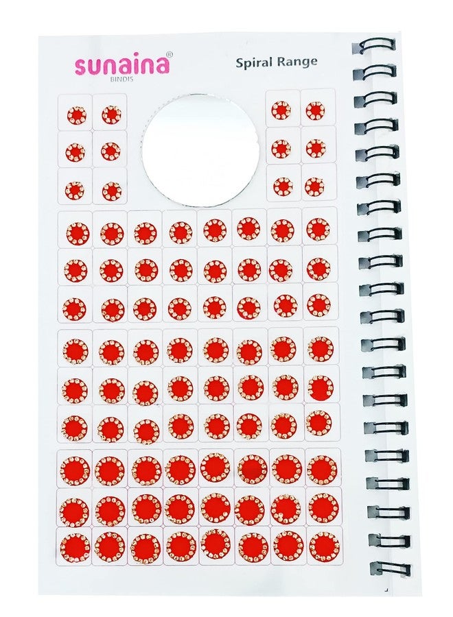 Sunaina (Original) Spiral Pastel Multicolor Round Bindi Sticker||Mate Forehead Golden Crystal Stone Border Elegant Bindi Book For Women & Girls Pack Of 1 - Image 4