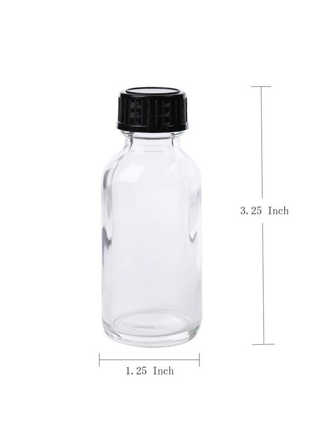 Bekith 30 Pack Boston Round Glass Bottle With Black Cap 1 Oz Capacity Clear  - Image 2