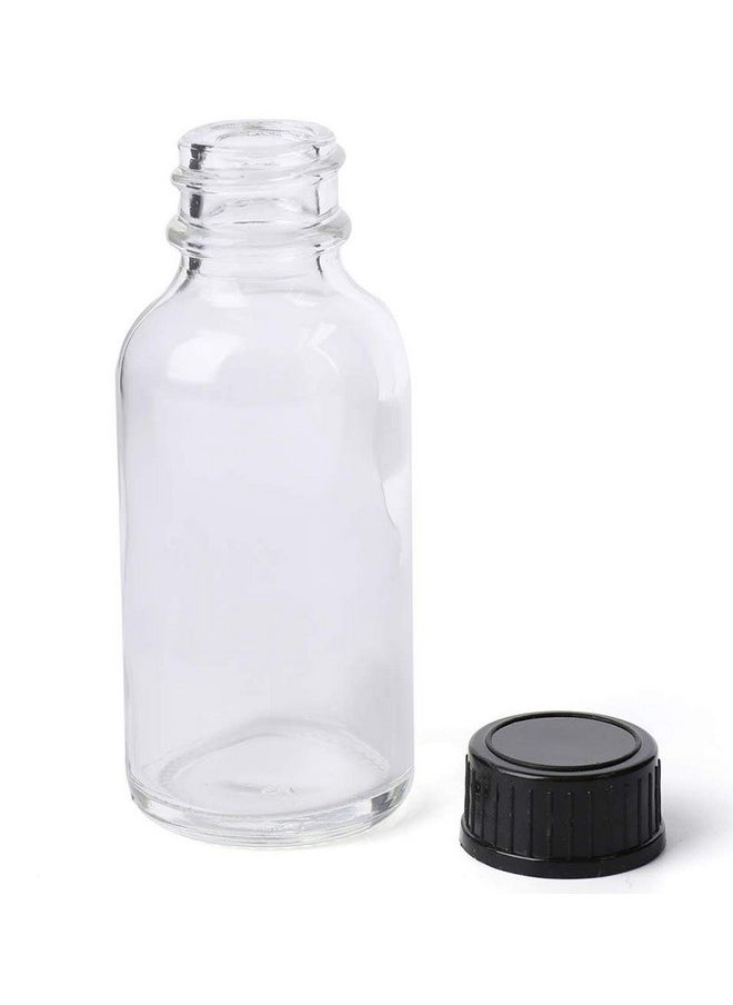 Bekith 30 Pack Boston Round Glass Bottle With Black Cap 1 Oz Capacity Clear  - Image 3
