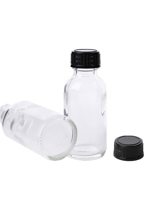 Bekith 30 Pack Boston Round Glass Bottle With Black Cap 1 Oz Capacity Clear  - Image 5