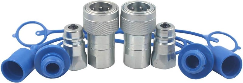 Undercarriage 2-Sets 1/2'' NPT ISO5675 Carbon Steel Hydraulic Quick Connect Coupling/Coupler Poppet Valve with Dust Cap - Image 1