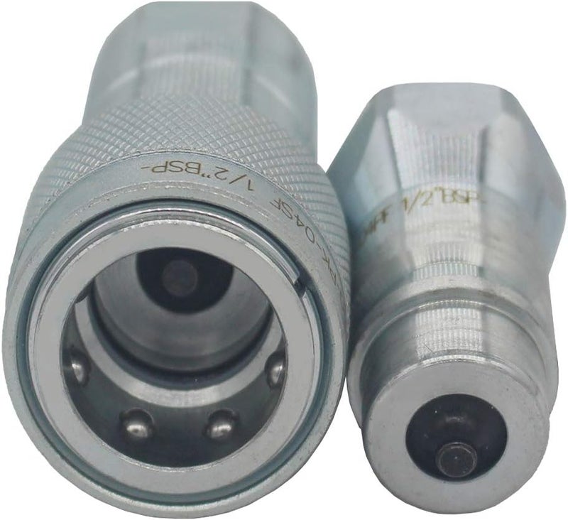 Undercarriage 2-Sets 1/2'' NPT ISO5675 Carbon Steel Hydraulic Quick Connect Coupling/Coupler Poppet Valve with Dust Cap - Image 5