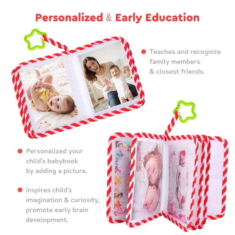 AUVCAS Baby Photo Album Soft Cloth Photo Book First Year Memory Album Shower Gift for Babies Newborns Toddlers & Kids, Holds 4x6 Inch Photos.(Red) - Image 2